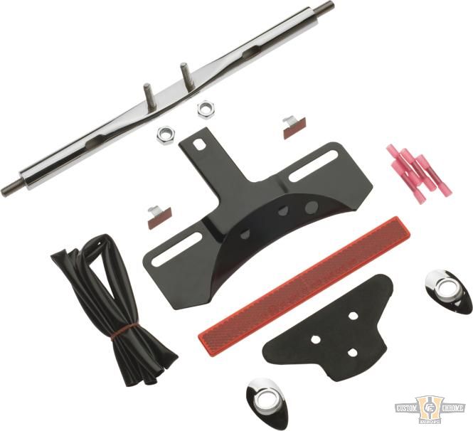 Rear Turn Signal Relocation Kit with License Plate Mount Chrome