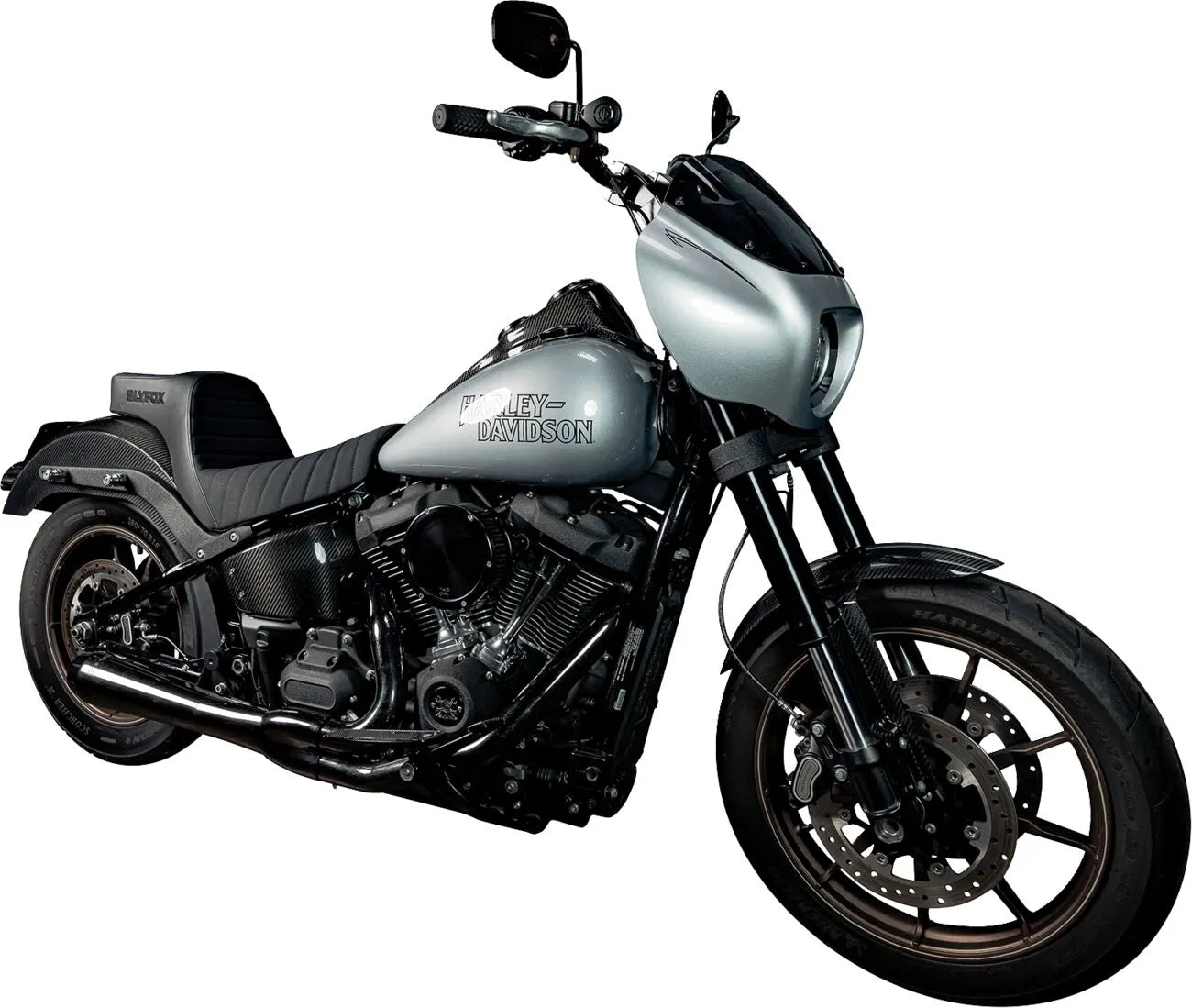 2Up Highnoon Seat Vinyl Logo Black For Harley Davidson Softail
