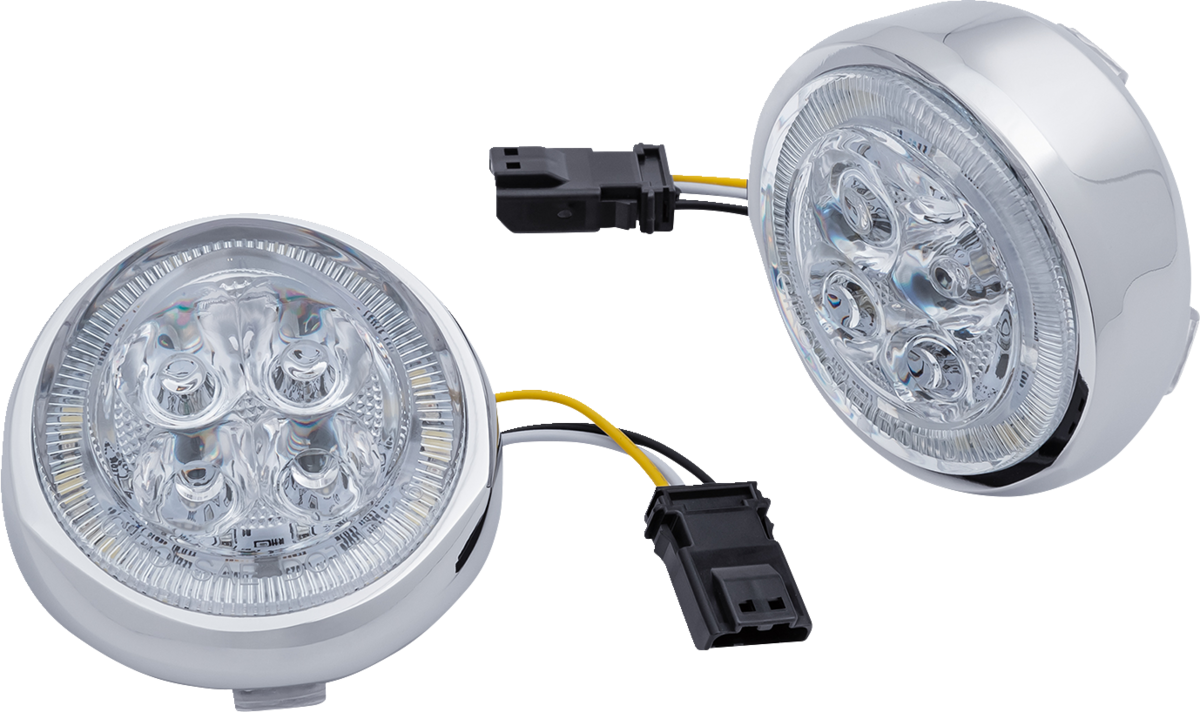 Fang® Frontblinker-Einsätze mit LED-Beleuchtung und Blende für Harley-Davidson