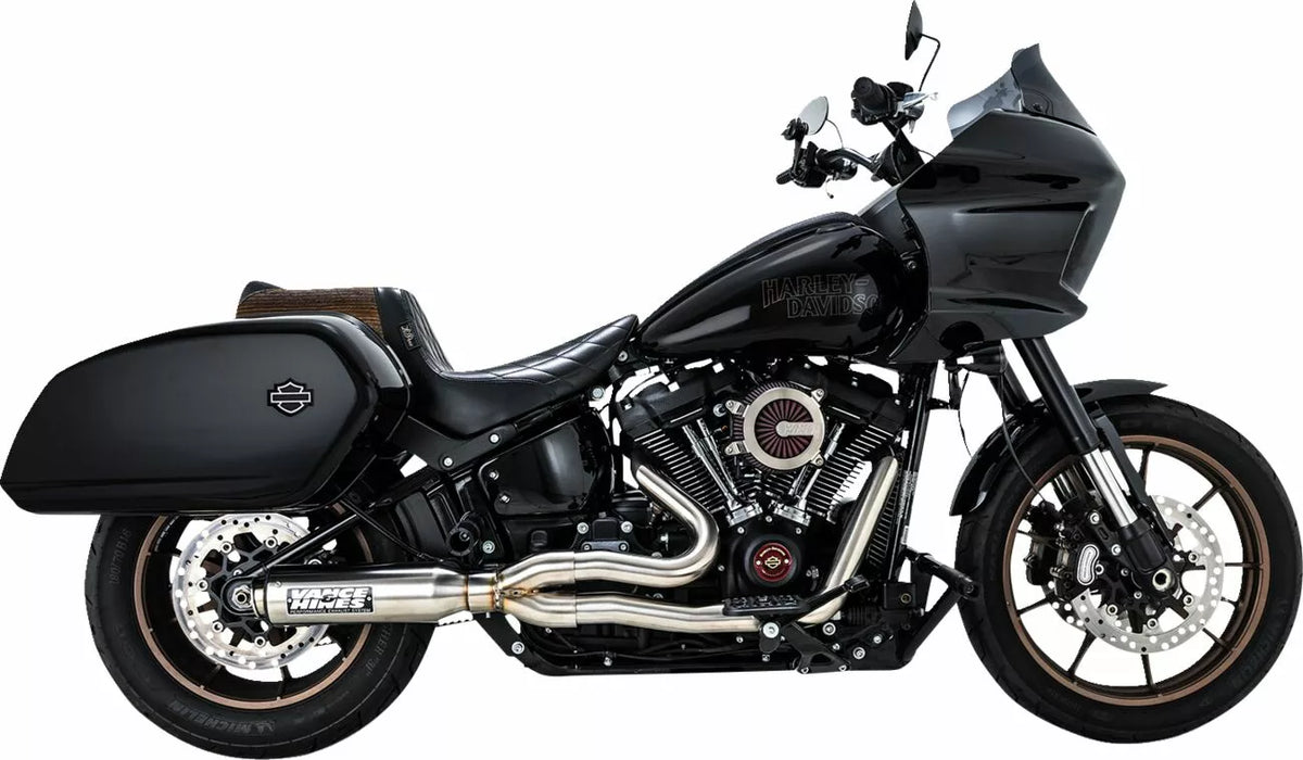 2-in-1-Supersport-Auspuffanlage aus gebürstetem Edelstahl für Harley Davidson Softail