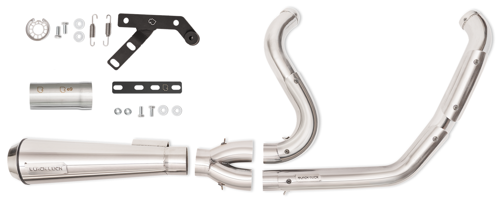 Black Duck, Escapes Estilo Recto Fighter 2 En 1 Pulido Para Harley Davidson