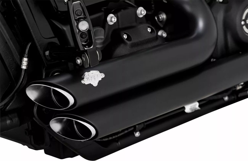 Shortshots versetztes Auspuffsystem schwarz für Harley Davidson