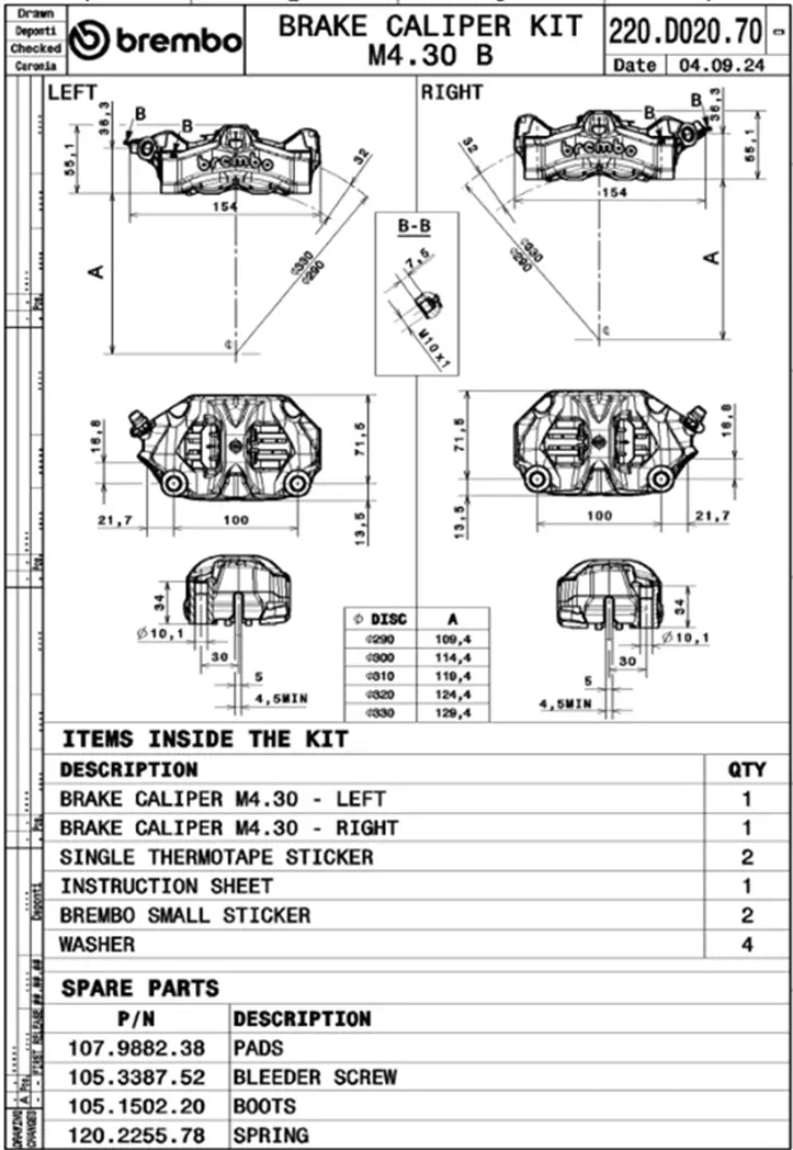 Stylema Brake Caliper Kit for Aprilia, Benelli, Bimota, BMW, Ducati