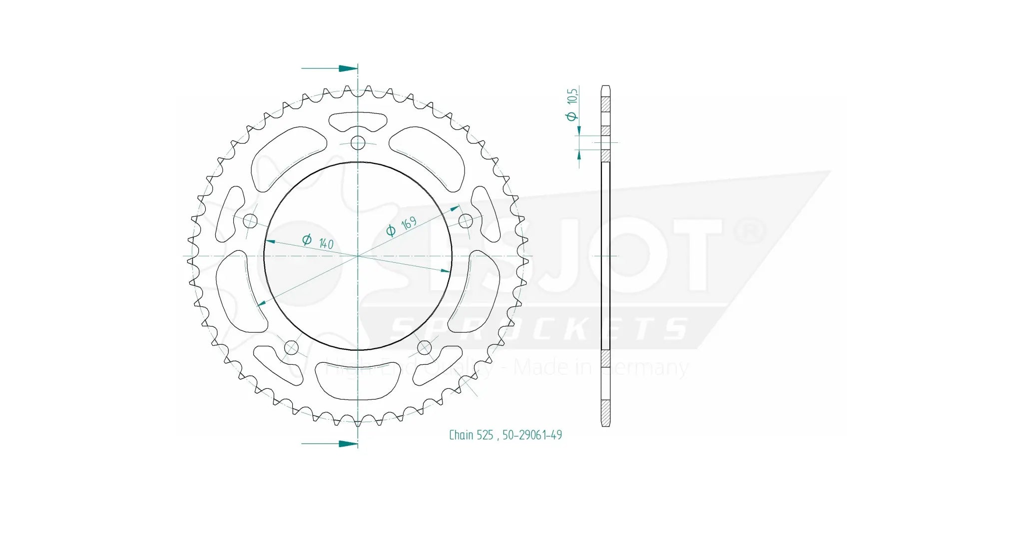 Standard 525 49T Rear Sprocket for Indian