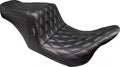 Black Threaded Double Diamond Whip Tail Front Seat for Harley Davidson