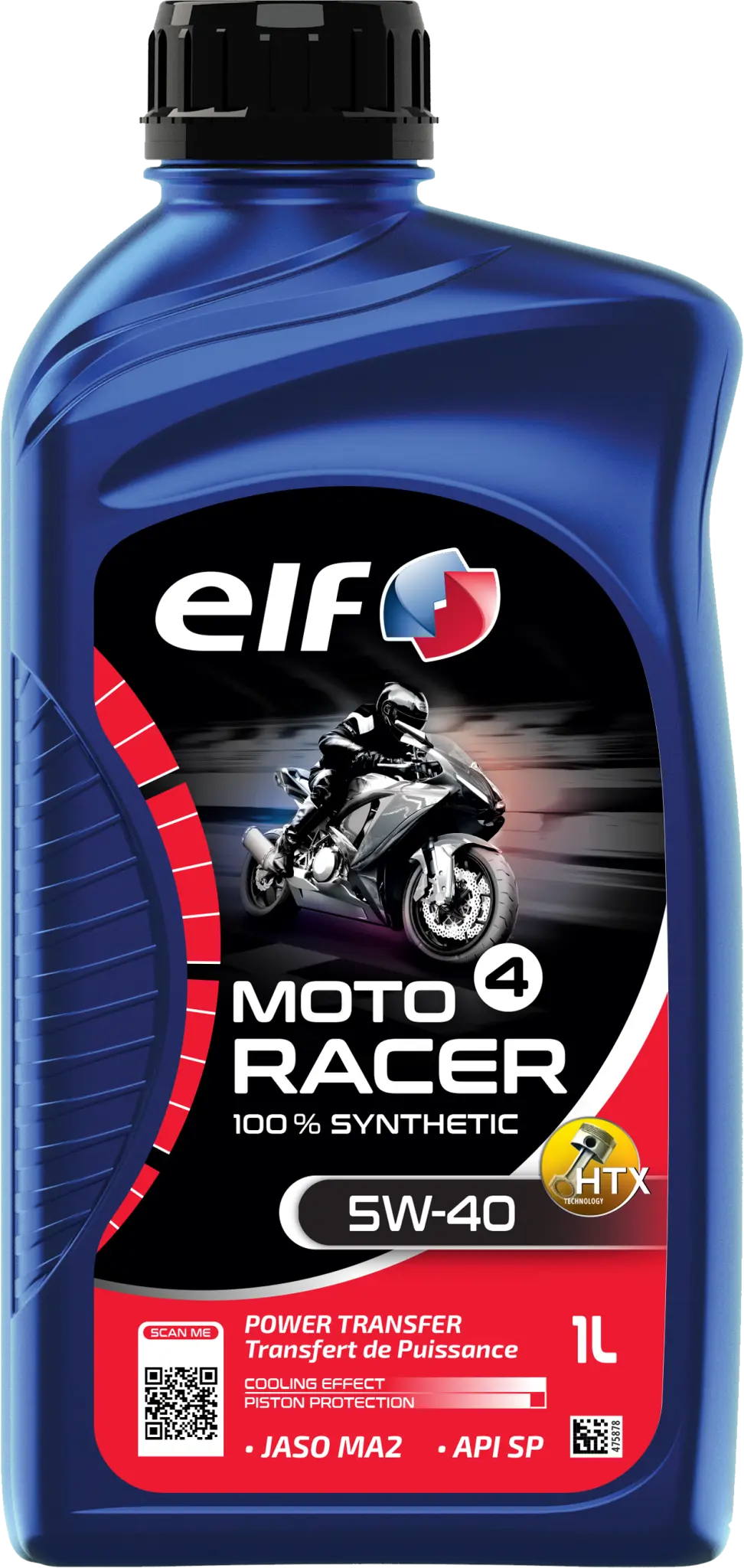 Aceite motor sintético 100% para moto 4 Racer 5W-40 1L