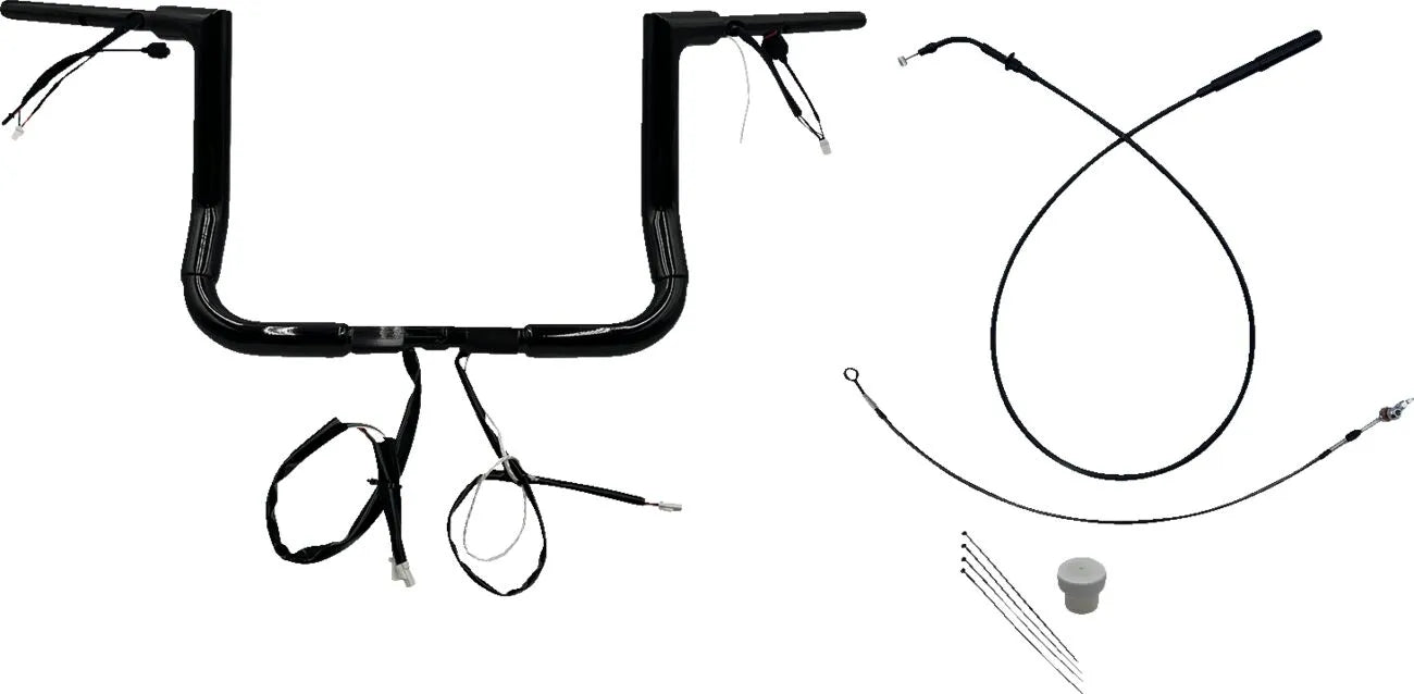 Black Flat Top 1-1/2" EZ Install Handlebar Kit for Harley Davidson