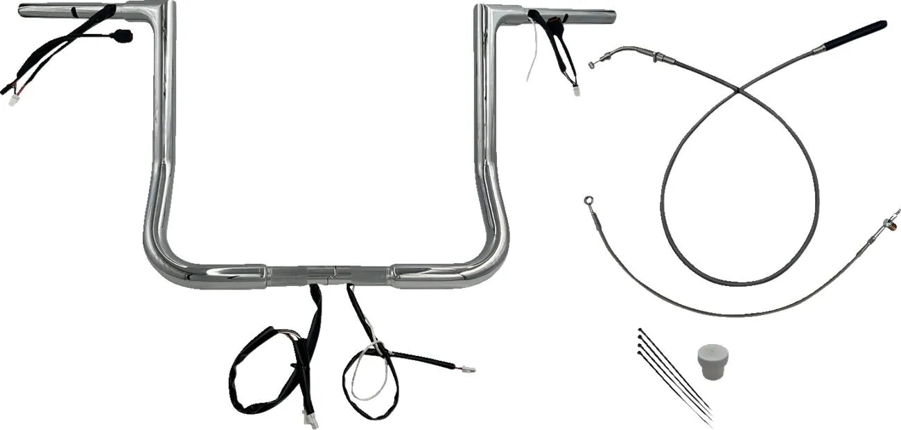 Verchromter Flat Top EZ Install 1-1/4" Lenker-Kit für Harley Davidson