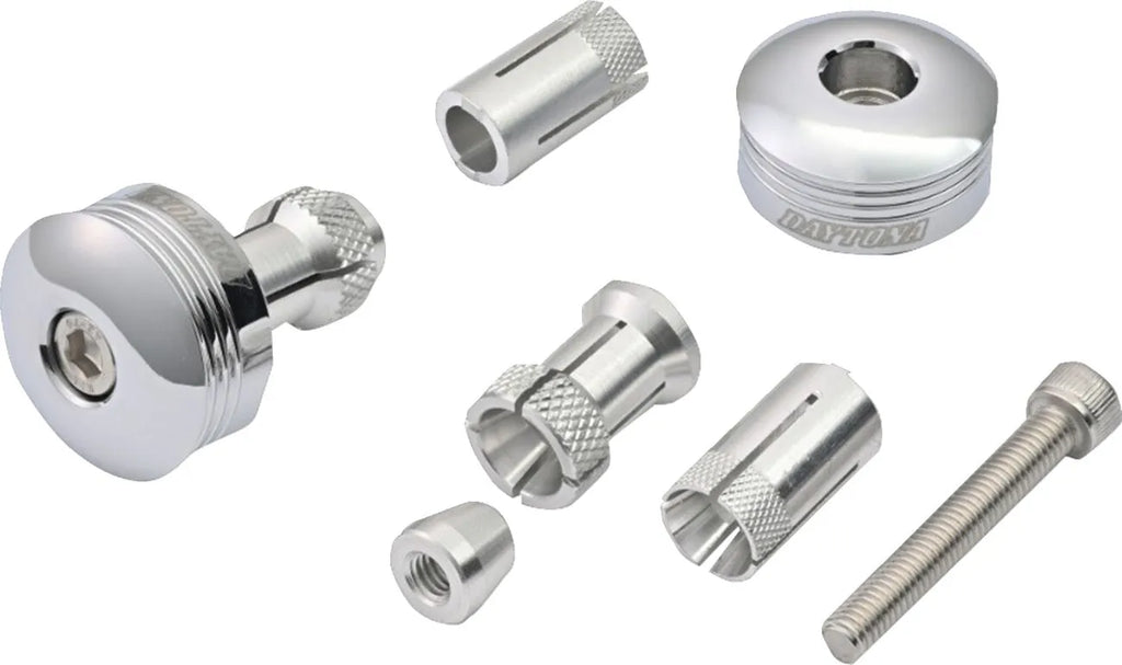 Chromed machined "RING" handlebar end caps for motorcycles