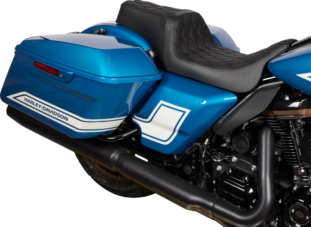 Asiento 1-Up Predator Doble Diamante, Hilo Negro Para Harley - Davidson