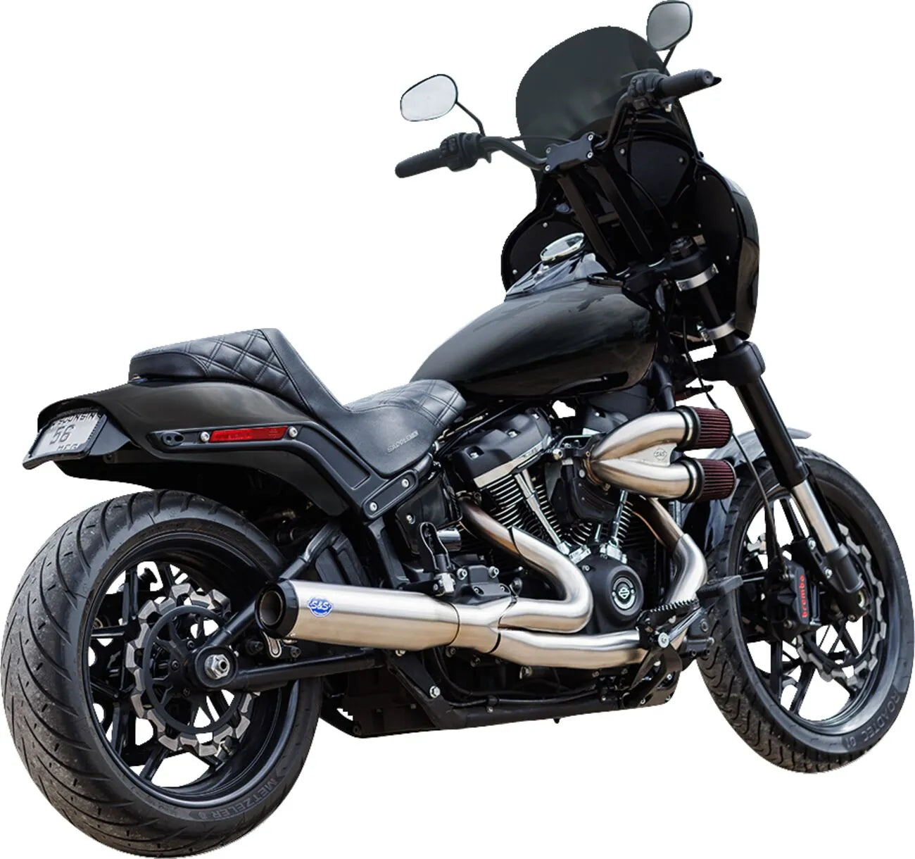 Escape 2-in-1 Qualifier aus gebürstetem Edelstahl für Harley Davidson Softail