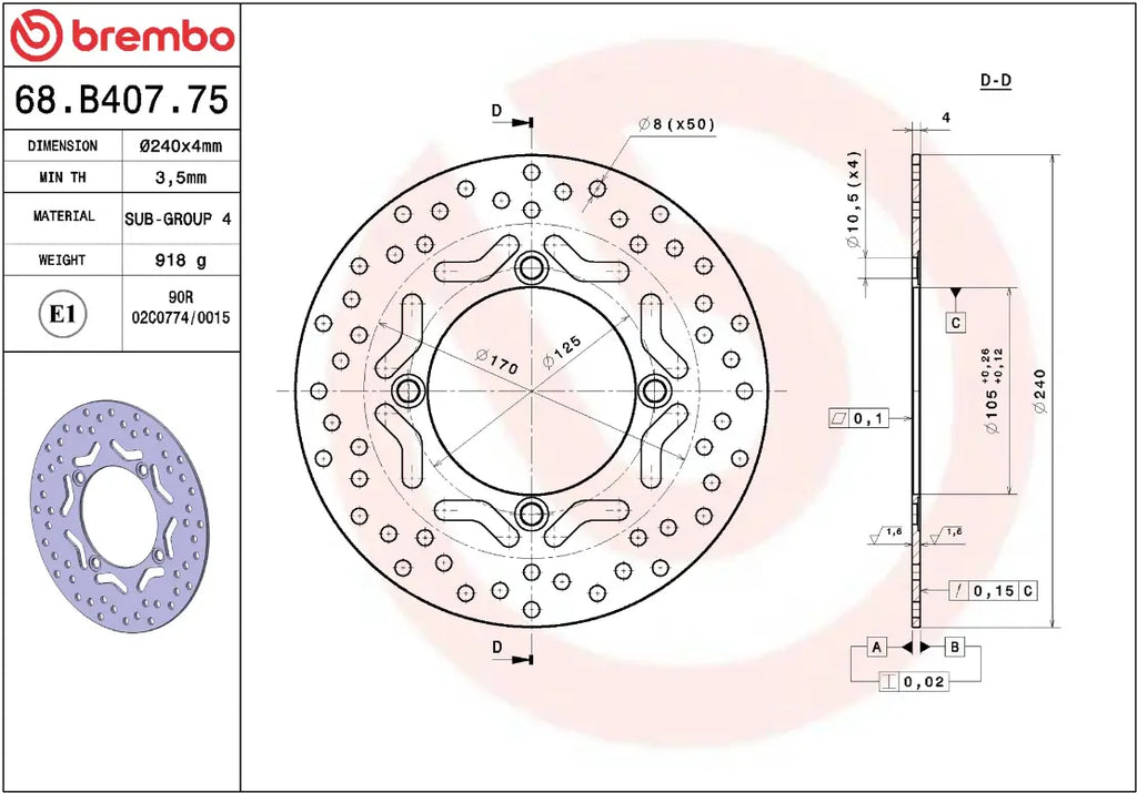 Gold Series fixed brake disc for Honda
