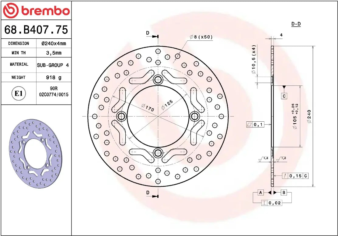 Gold Series fixed brake disc for Honda