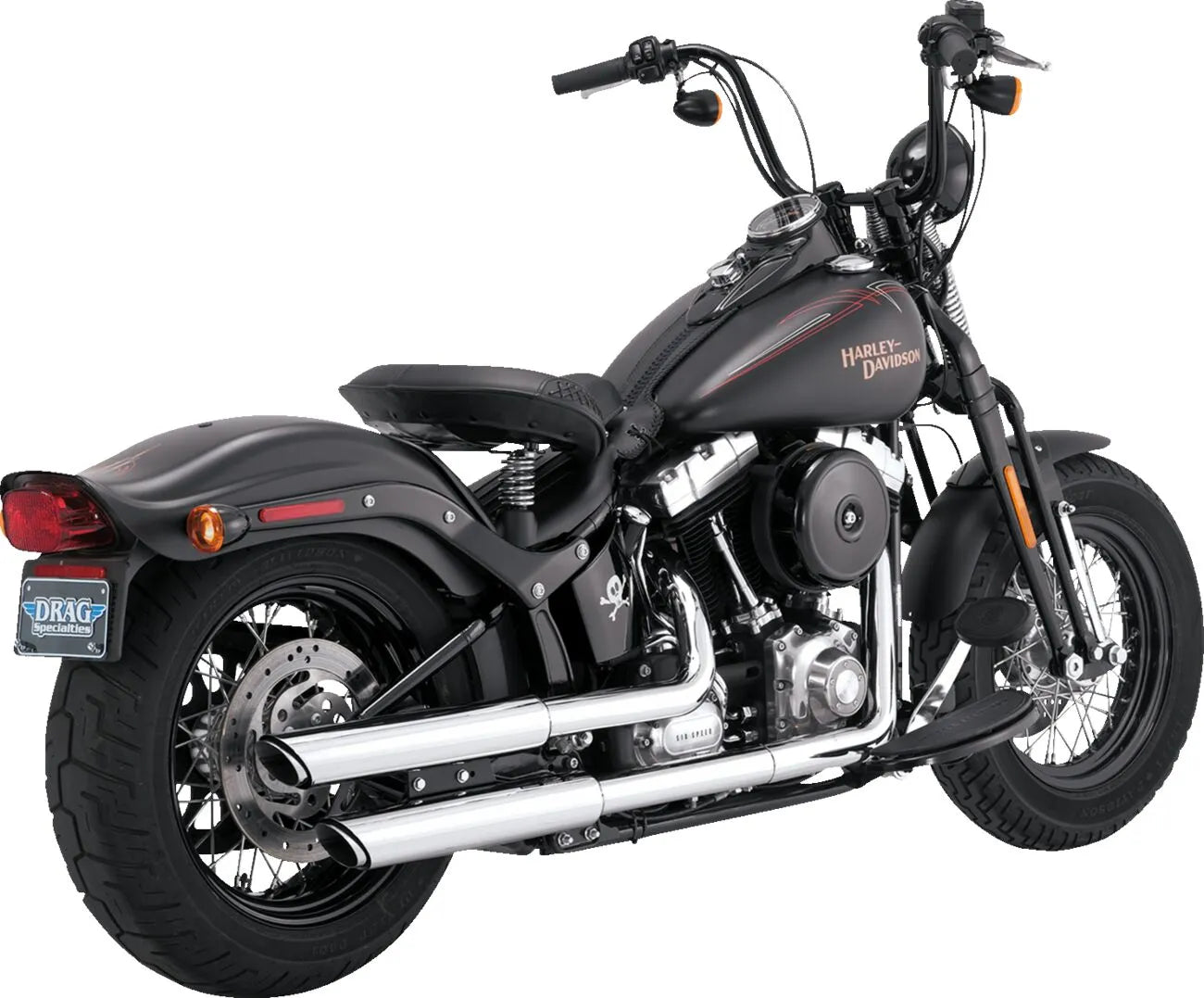 Verchromte 3" Twin Slash Slip-On Schalldämpfer für Harley Davidson