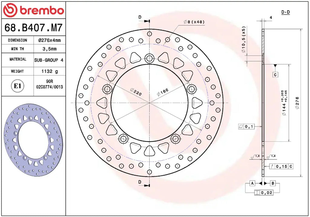 Disco de freno fijo Serie Oro para Honda CBR