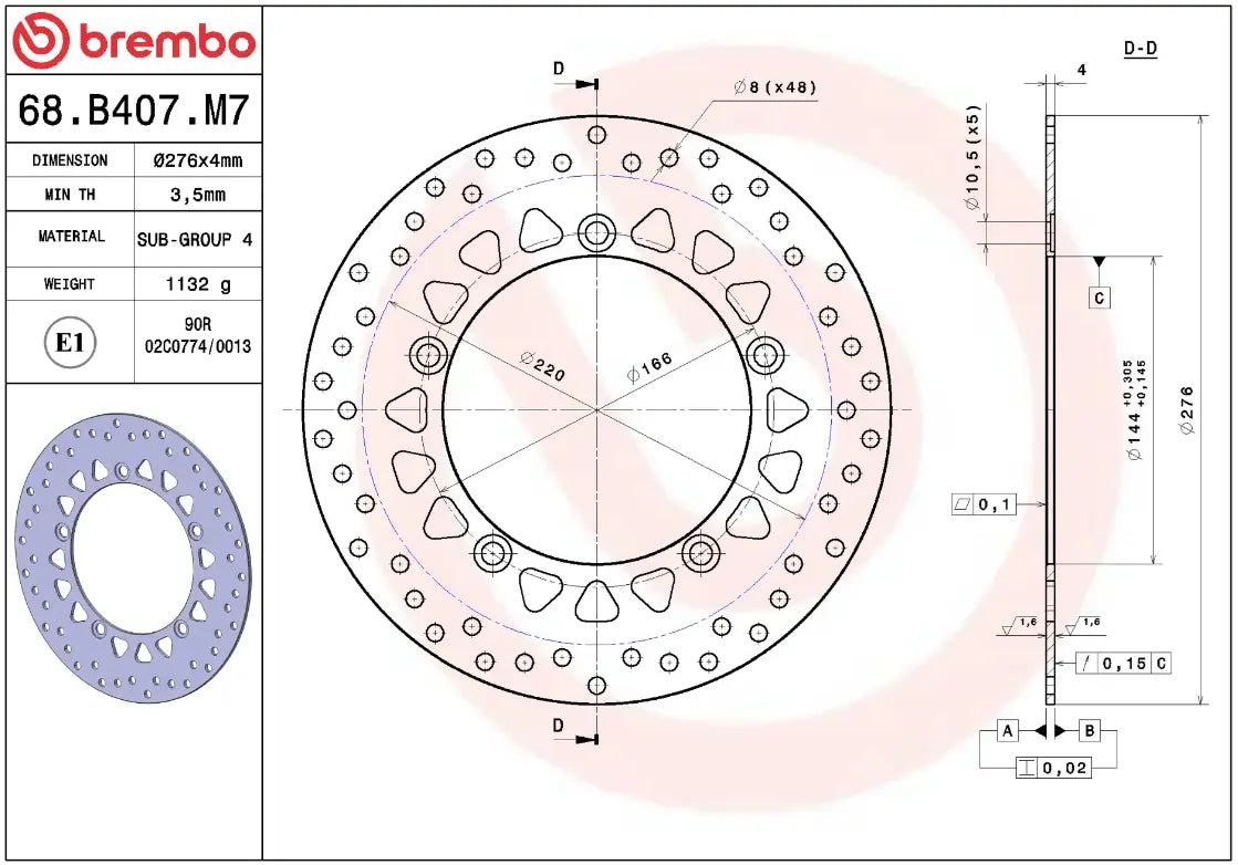 Disco de freno fijo Serie Oro para Honda CBR