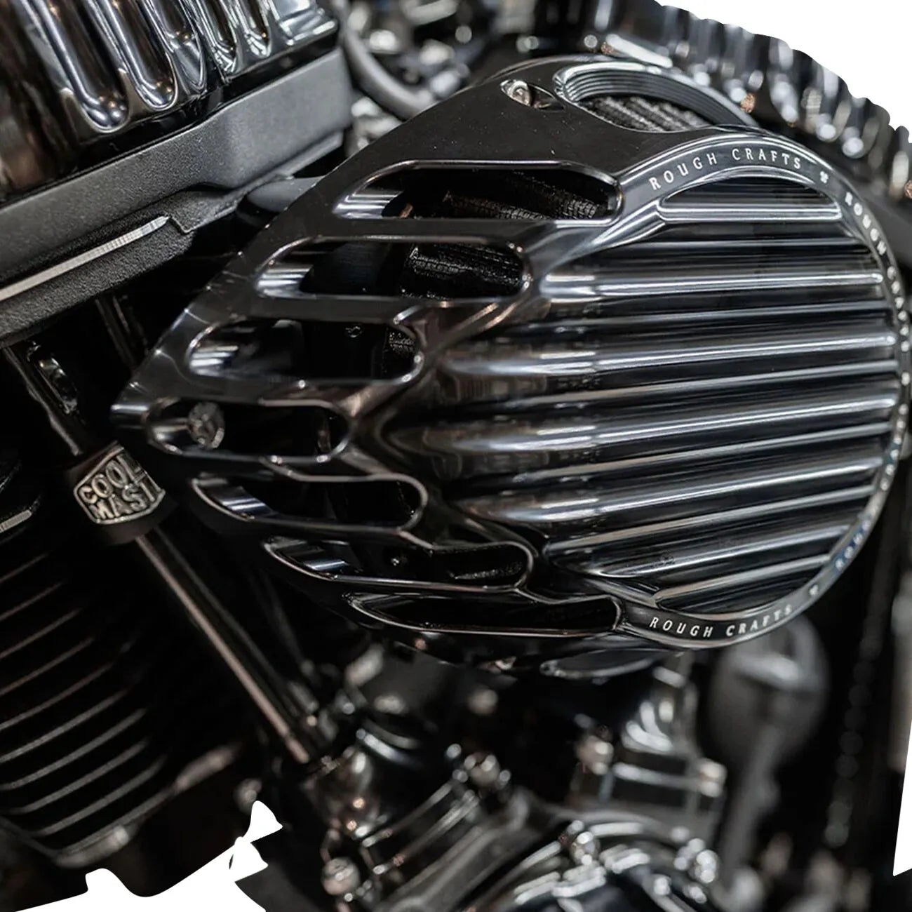 Rough Crafts Round Air Filter All Black for Harley Davidson