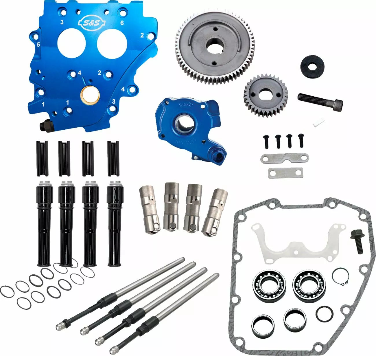 Zahnradantriebskit für Twin Cam 99-06 (außer Dyna 06) mit schwarzen Stößelstangenrohren