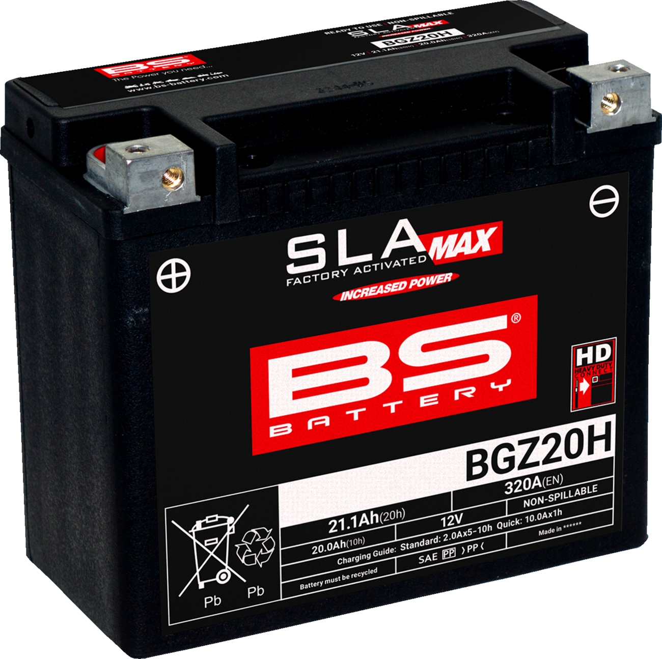 Batería AGM Activada De Fábrica SLA MAX Libre De Mantenimiento BGZ20H