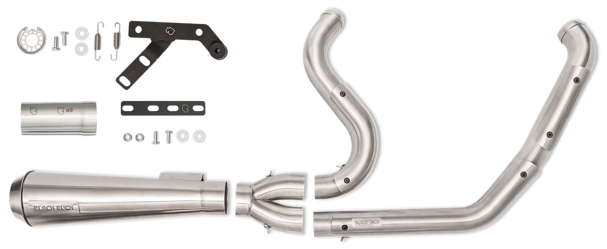 Black Duck, Escapes Estilo Recto Fighter 2 En 1 Satinado Para Harley Davidson