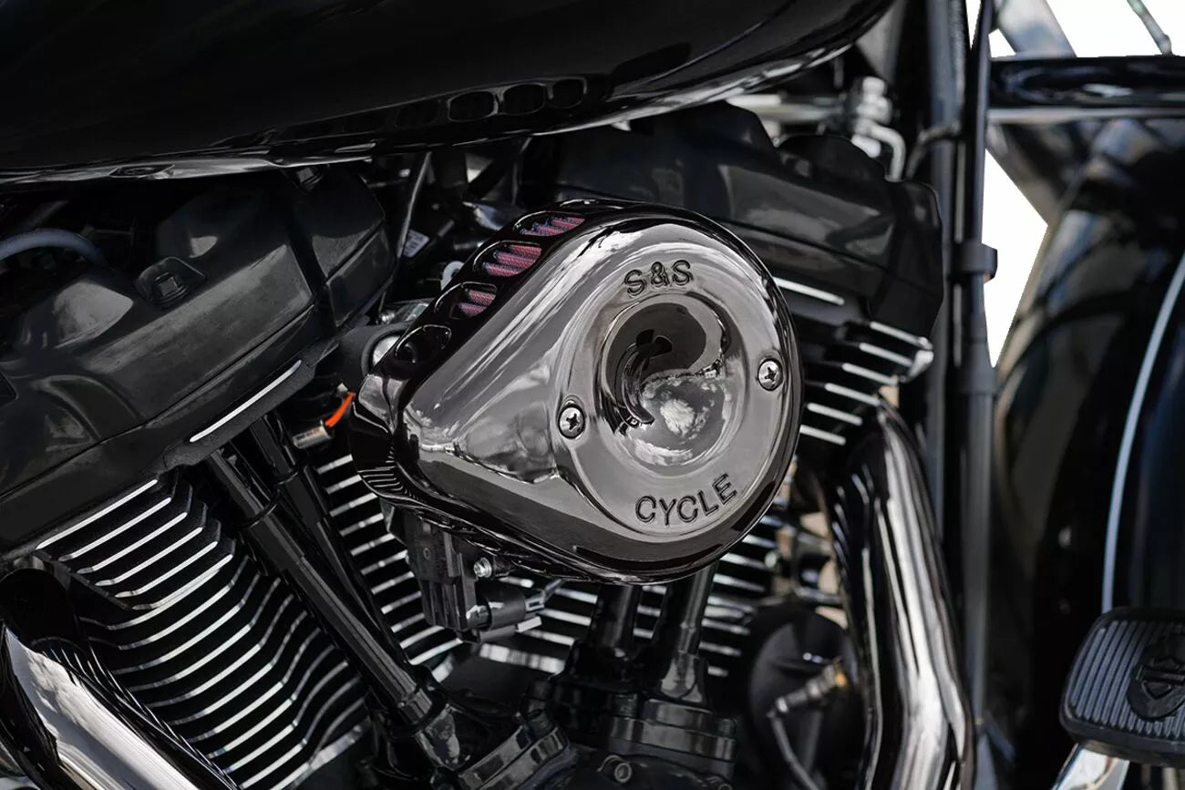 Stealth Mini Air Filter Kit Chrom Wäsche in Form von Tränen für Harley Davidson