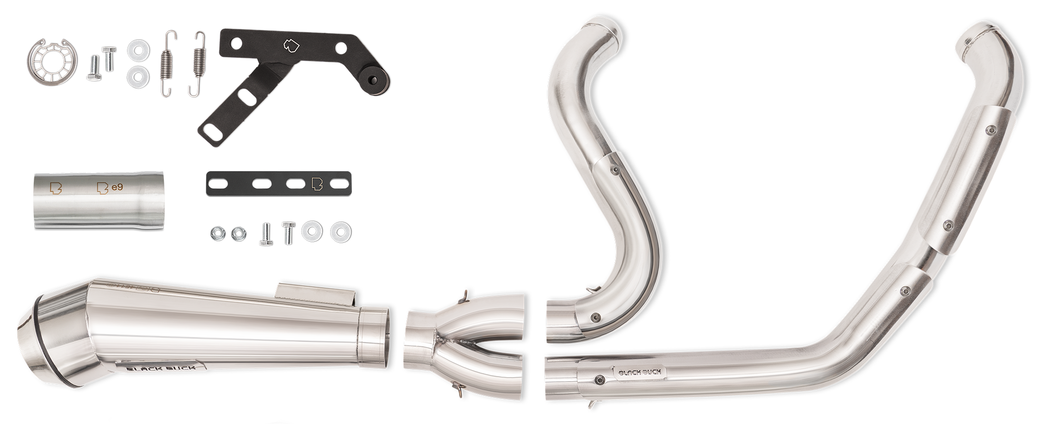 Black Duck, Escapes Estilo Fighter Pro Turnout 2-Into-1 Pulido Para Harley Davidson