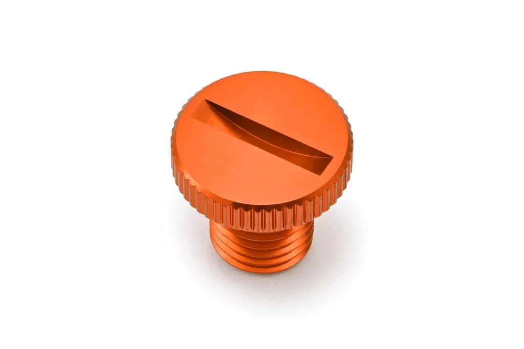 Orange screw plug for left rearview mirror