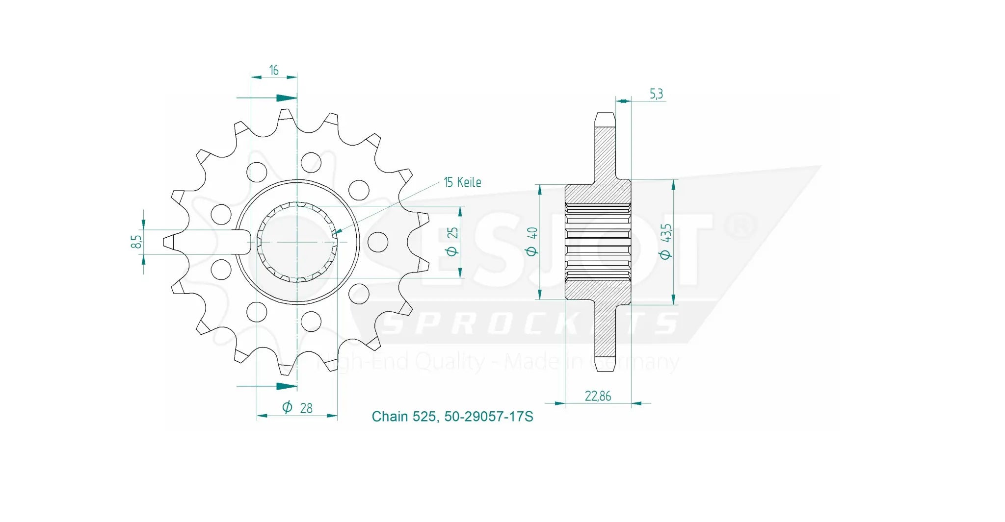 525 17T Front Sport Sprocket for Indian