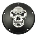 Tapa Calavera Derby De 3 Agujeros. Negro Y Cromo Para Harley-Davidson