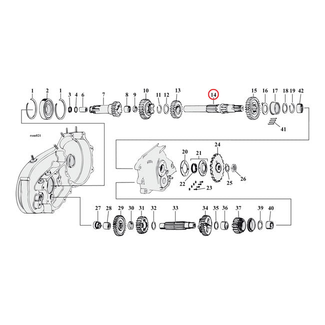 Andrews, axe de transmission principale pour Harley-Davidson KH, XL