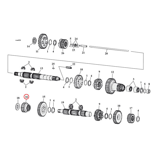 Andrews 4th Gear Countershaft for Harley Davidson