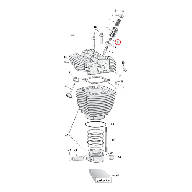 Manley, klepgeleiderafdichting. Viton (24) voor Harley Davidson