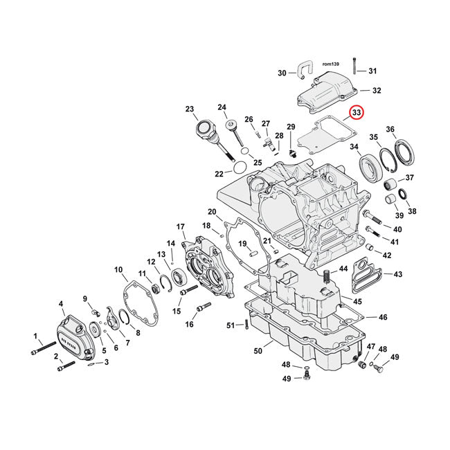 James, Superior Transmission Cover Board. Schuim voor Harley Davidson