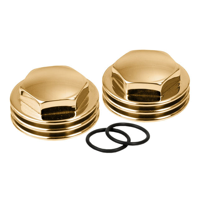 K-Tech, Polished Brass Rocker Arm Joint Nuts for Harley-Davidson