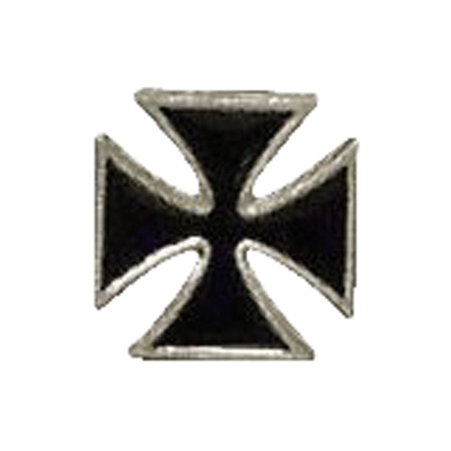 Black Maltese Cross Biker Pin