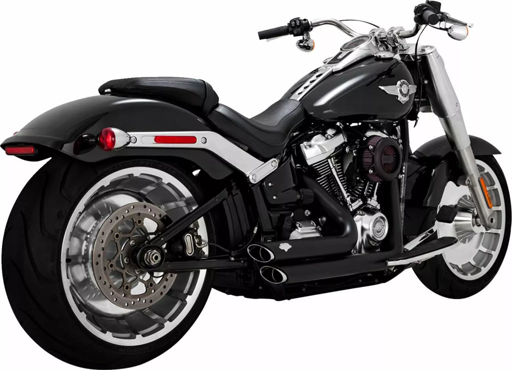Shortshots Staggered Auspuffanlage Schwarz für Harley Davidson FLFB, FXBR, FXBRS, FXDR, FXDRS