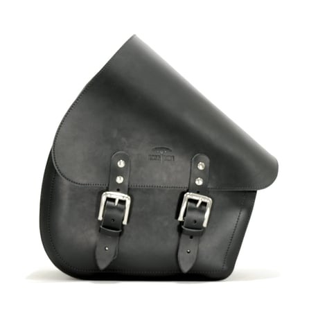 Alforja Longride cuero negro liso para Harley Davidson