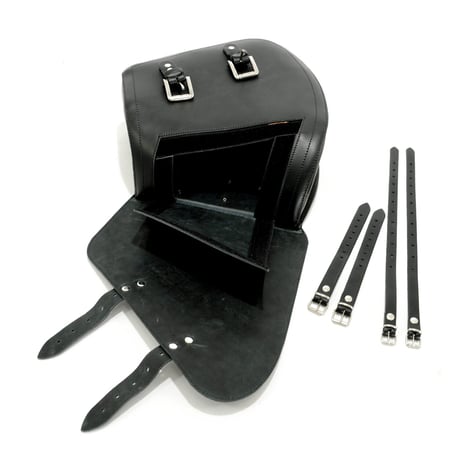 Alforja Longride cuero negro liso para Harley Davidson