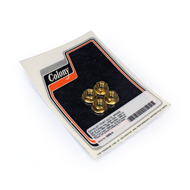 Colony, exhaust port nut set. Brass for Harley Davidson