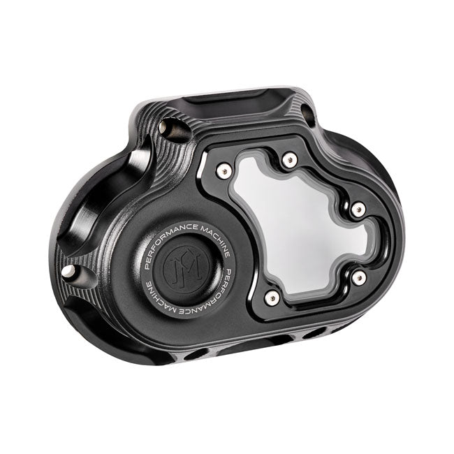 PM, Transmission End Cover, Vision, Cable-Actuated Clutch. Black for Harley-Davidson