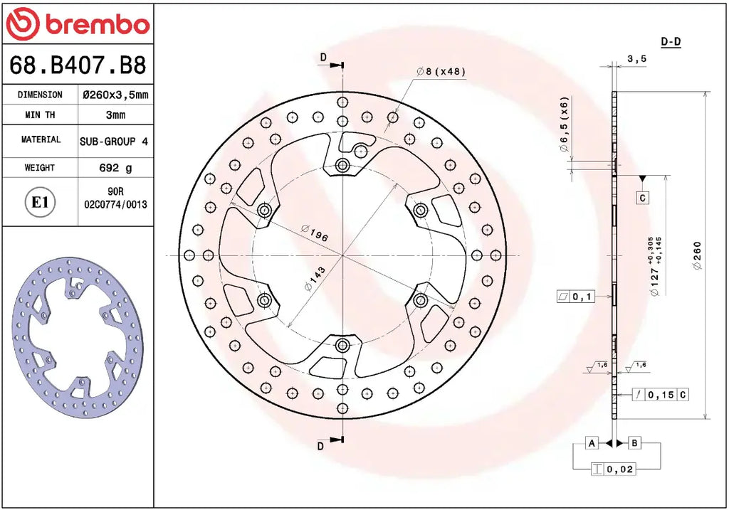 Fixed Gold Series brake disc for Beta, Husaberg, Husqvarna, KTM