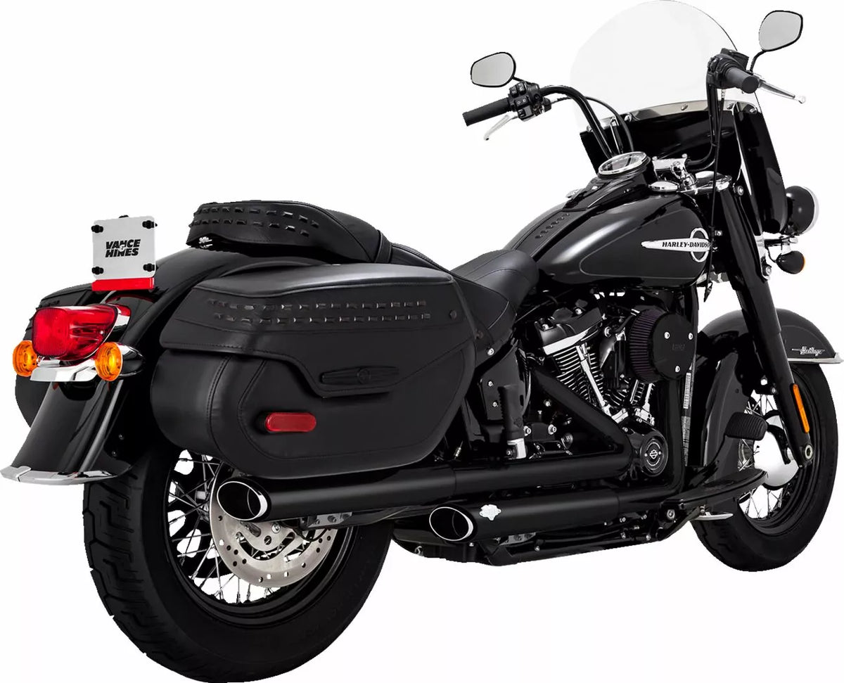 Slip-On Twin Slash PCX Silencers Black for Harley Davidson