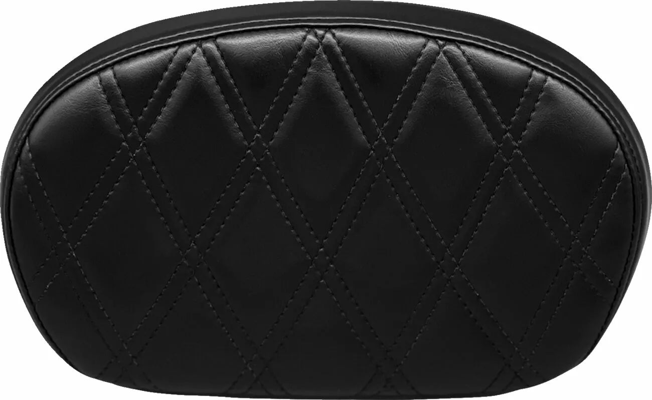 Sissy Bar Pad aus glänzend schwarzem Double Diamond Vinyl für Harley Davidson