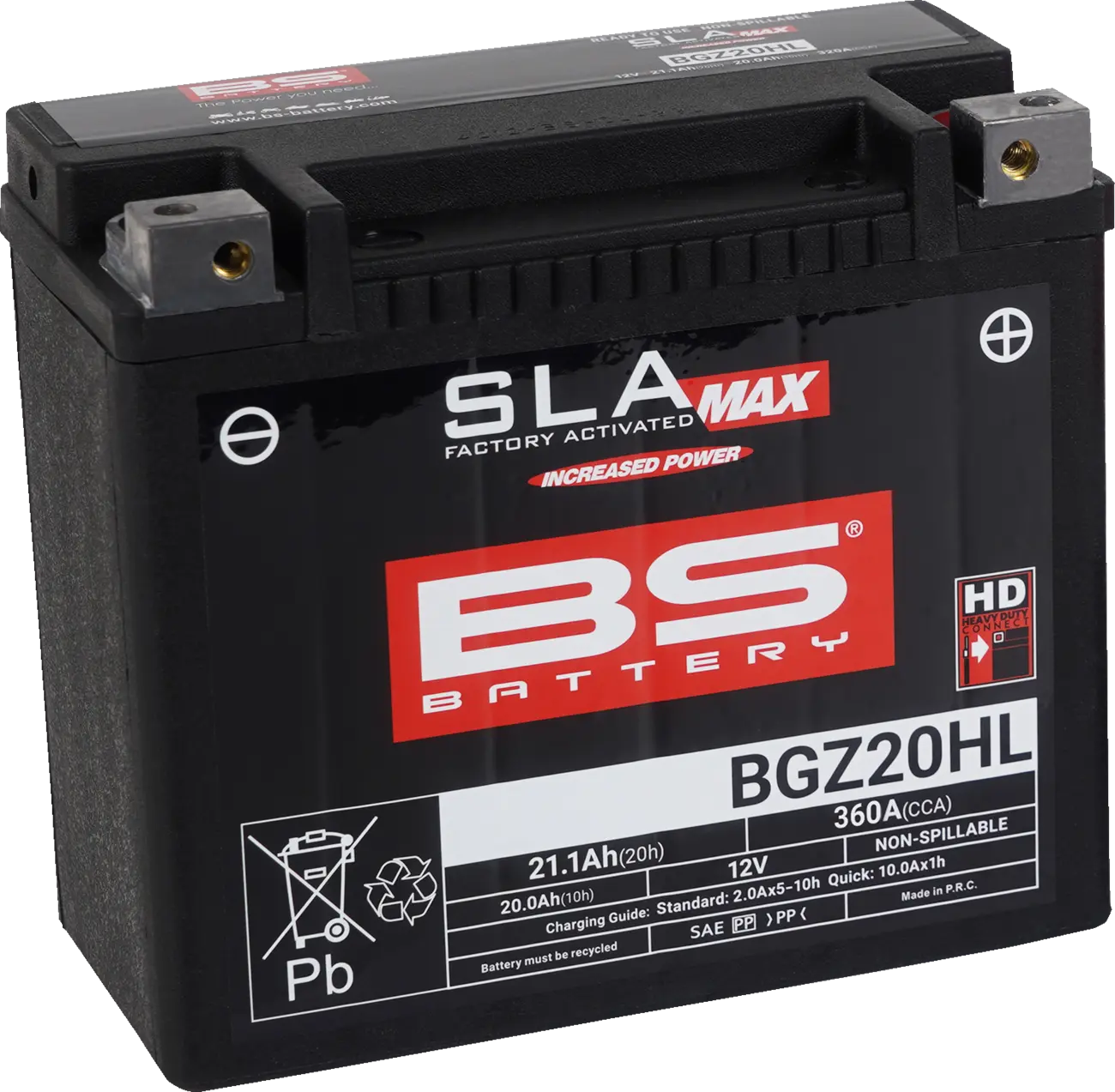Factory Activated SLA MAX AGM Battery for Motorcycle BS BGZ20HL