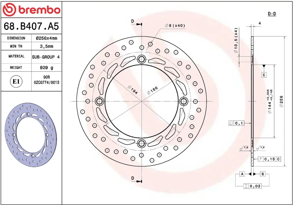 Gold Series fixed brake disc for Honda