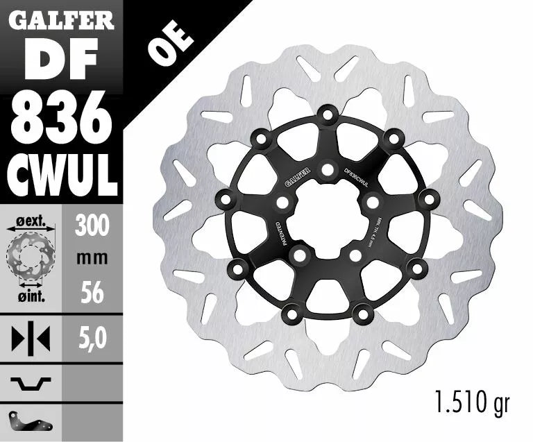 Gloss Black Wave Floating Brake Disc for Harley Davidson
