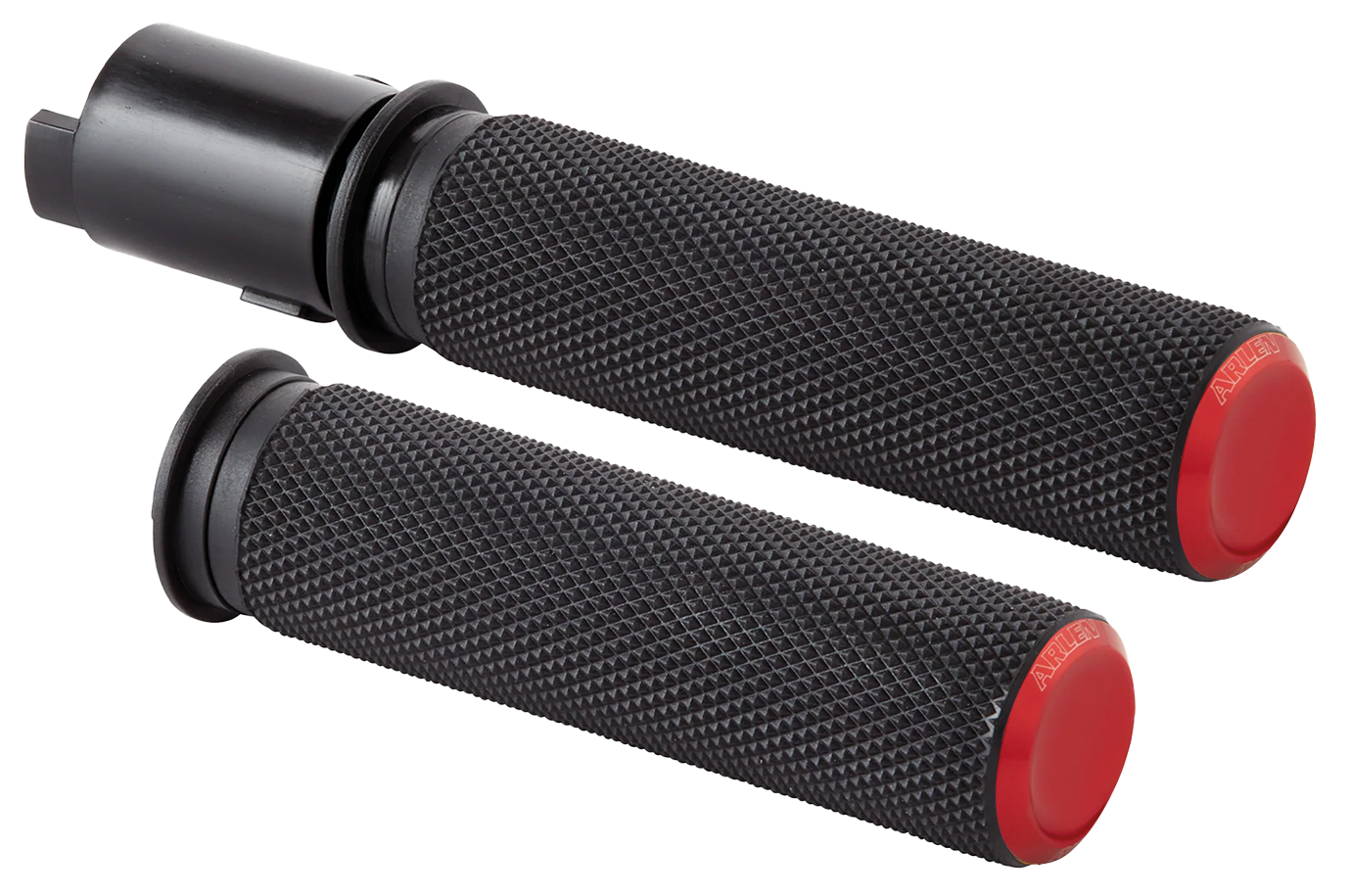 Arlen Ness Knurled Fusion Red Handlebar Grips for Harley Davidson