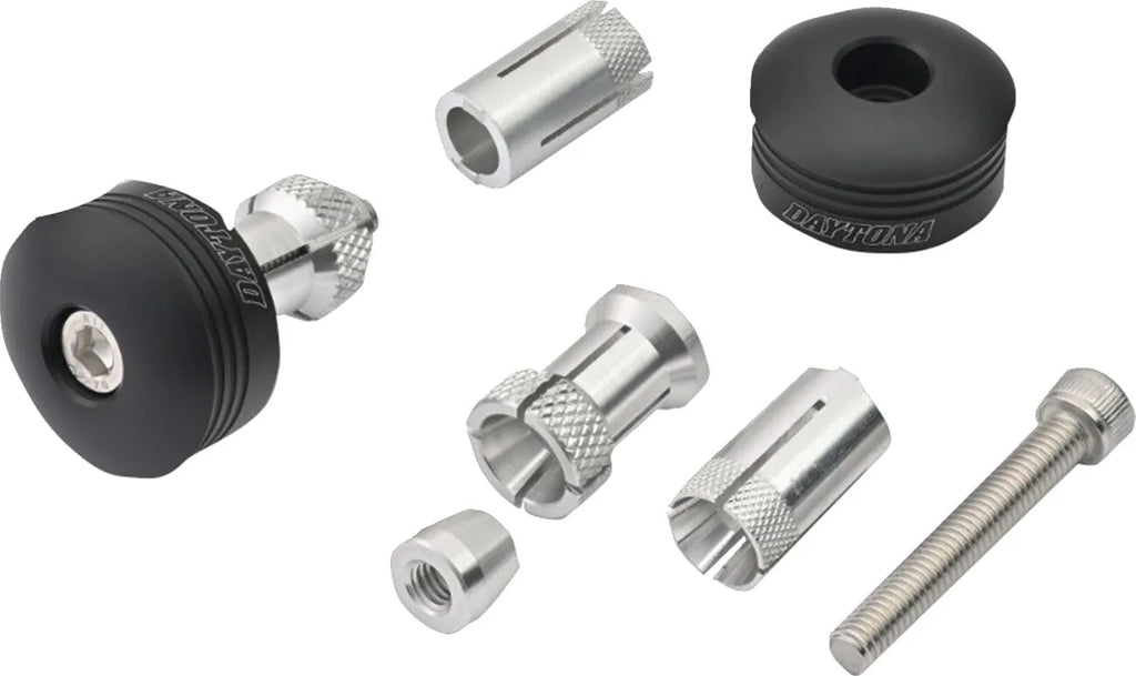 CNC machined black "RING" motorcycle handlebar end plugs