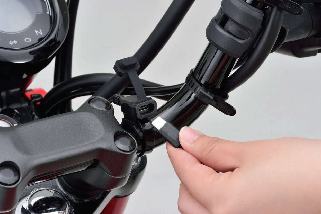 Universal USB-C charging port for motorcycle