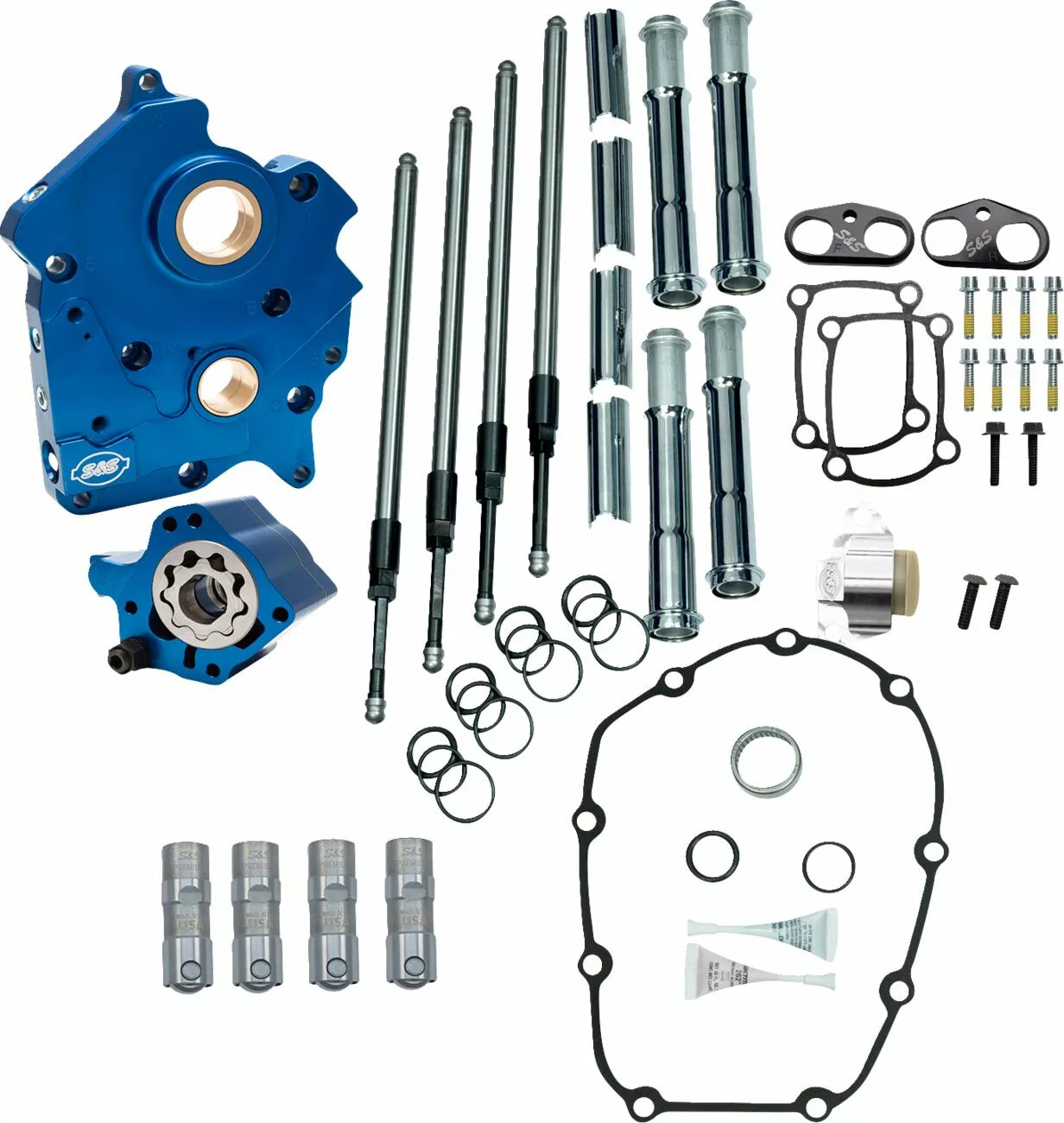 Kit de transmission de chaîne à deux refroidissement 17-23 M-huit avec tubes de poussée chromés